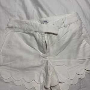 J. Crew High Waist Cream Scalloped Shorts